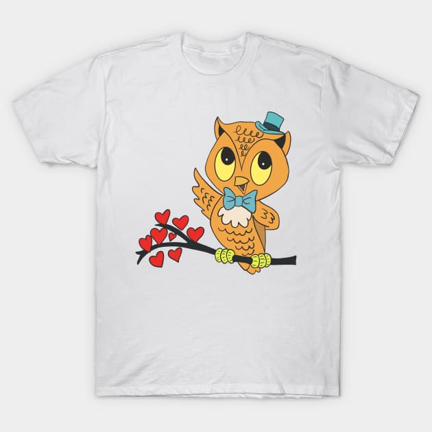 Vintage Owl Valentine T-Shirt by Milibella